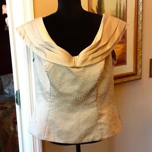 ALFRED ANGELO silver/gray portrait collar beaded top sleeveless size 18 EUC…